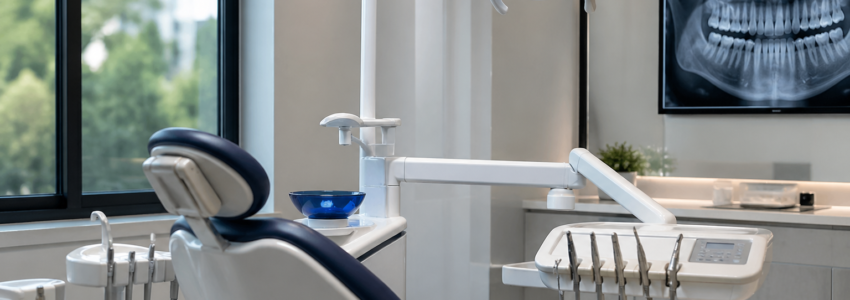 Modern dental clinic setup with advanced equipment and clean interior in Rahatani