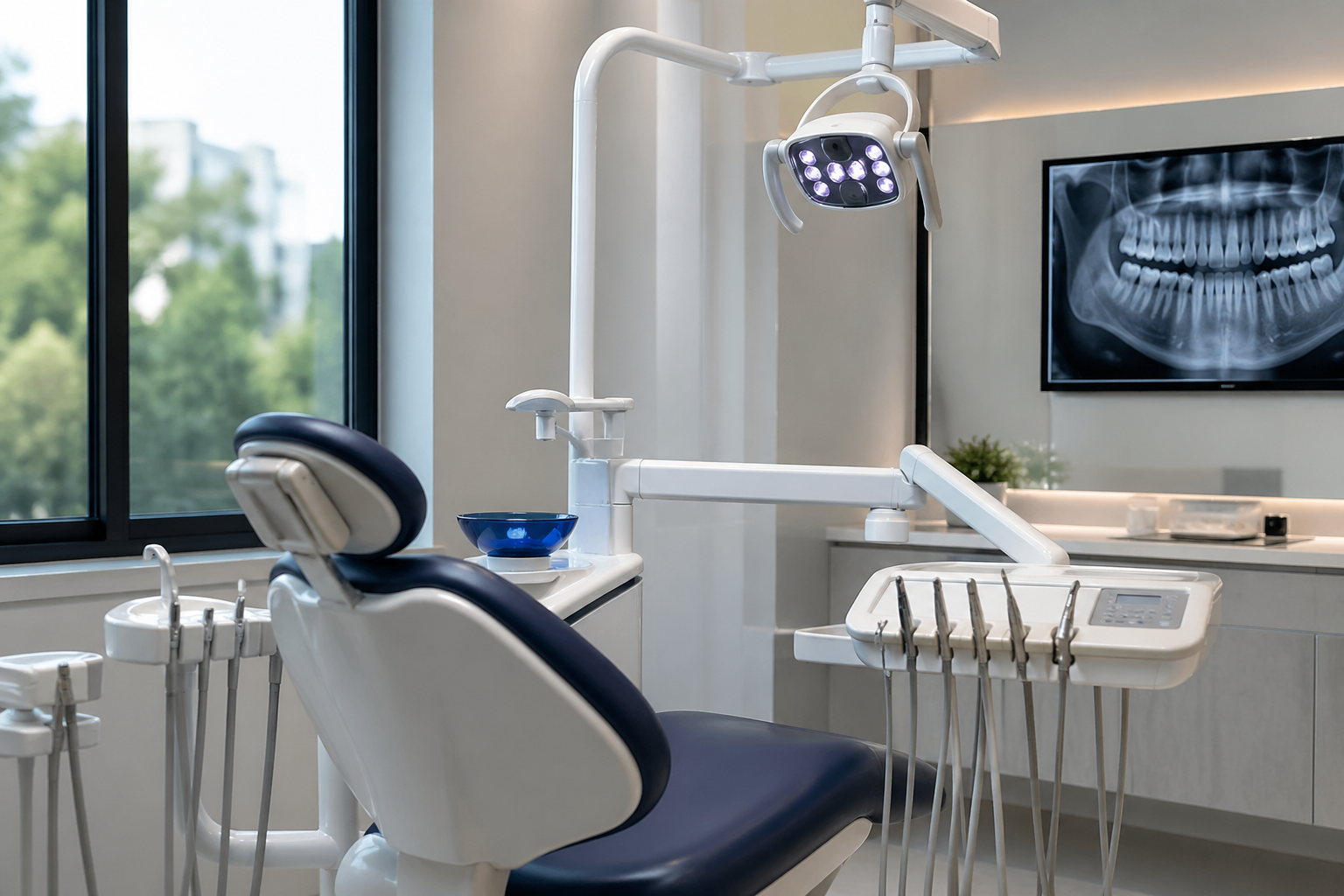 Modern dental clinic setup with advanced equipment and clean interior in Rahatani